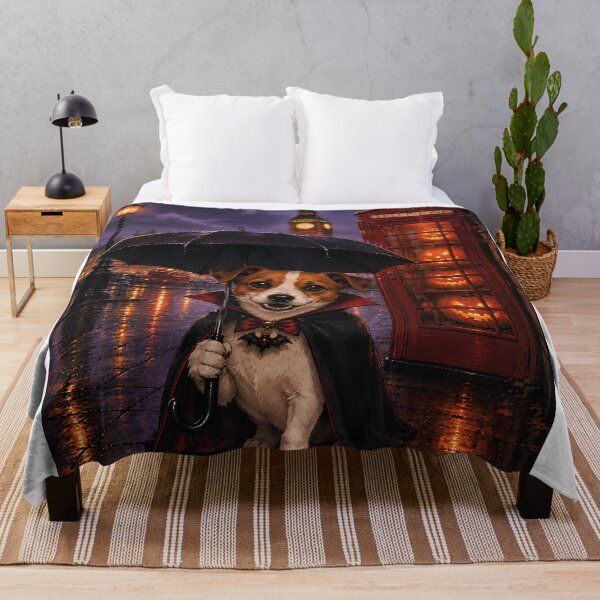 Item preview, Jack Russell dressed as a vampire in the rain with a black umbrella designed and sold by Nomad-Paws.