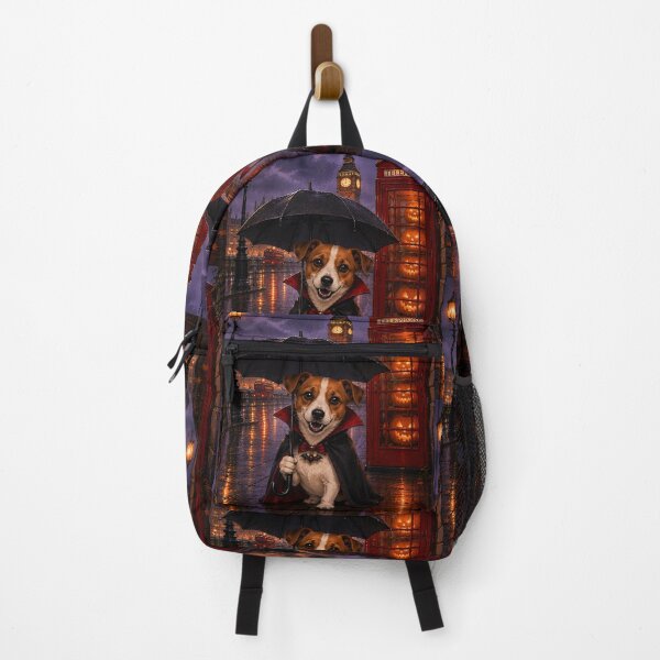 Item preview, Jack Russell dressed as a vampire in the rain with a black umbrella designed and sold by Nomad-Paws.