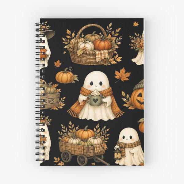Item preview, Adorable autumn ghosts and vintage pumpkins designed and sold by BriSher.