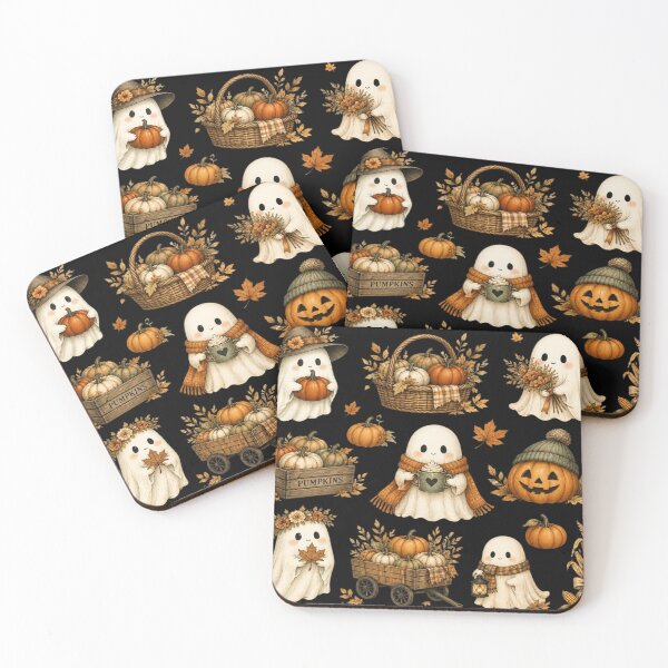 Item preview, Adorable autumn ghosts and vintage pumpkins designed and sold by BriSher.