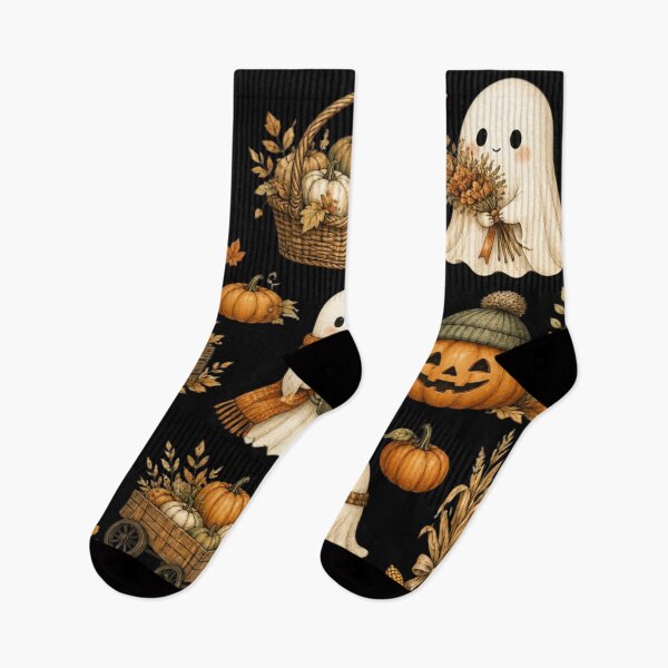 Item preview, Adorable autumn ghosts and vintage pumpkins designed and sold by BriSher.