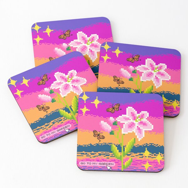 Item preview, Cozy Game Pixelated Lily Flower And Butterflies  designed and sold by Pixels In Pink.