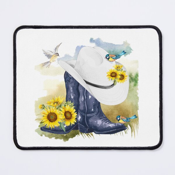 Item preview, Cowboy Boots, Sunflowers, Birds, & Meadow Background designed and sold by JeweledDesigns.