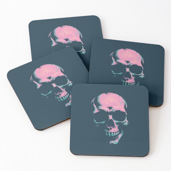 Item preview, Neon Vaporwave Skull - Pink and Teal Gothic Punk Art designed and sold by ERODED SELF.