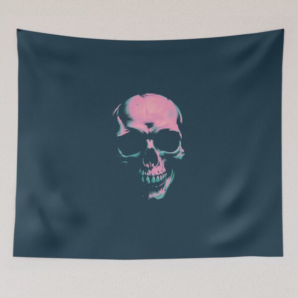 Item preview, Neon Vaporwave Skull - Pink and Teal Gothic Punk Art designed and sold by ERODED SELF.