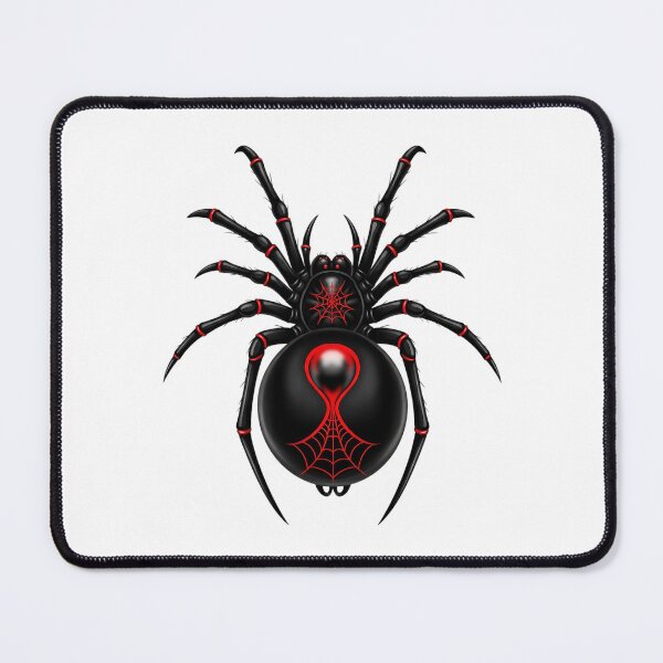 Item preview, Shiny black widow spider with red web pattern - Gothic vector art designed and sold by Polarisofficial.