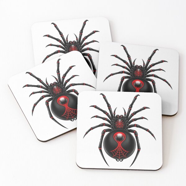 Item preview, Shiny black widow spider with red web pattern - Gothic vector art designed and sold by Polarisofficial.
