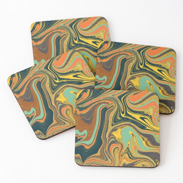Item preview, Gilded Psychedelic Marble – Teal, Orange & Gold Fluid Abstract Journal designed and sold by GDArt Studio.