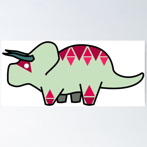 Item preview, Vibrant Magenta & Mint Nasutoceratops | High Contrast Geometric Dinosaur designed and sold by JayMakesTiktok.
