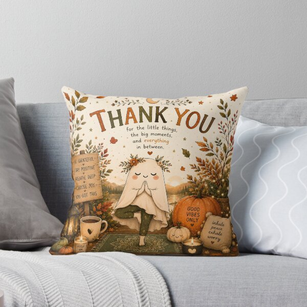 Item preview, Thankful Autumn Ghost – Cute Yoga Halloween, Gratitude & Positive Vibes designed and sold by OlgaLuna_design.