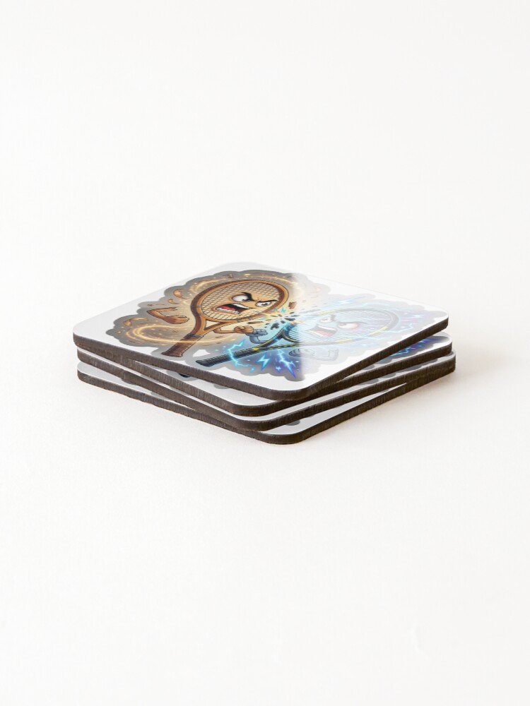 Thumbnail 4 of 5, Coasters (Set of 4), Classic Modern Tennis Racket Rivalry designed and sold by falcon88.