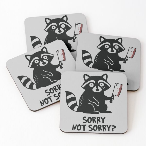 Item preview, Sorry Not Sorry Funny Raccoon Cleaver Dark Humor designed and sold by Amir Faysal.