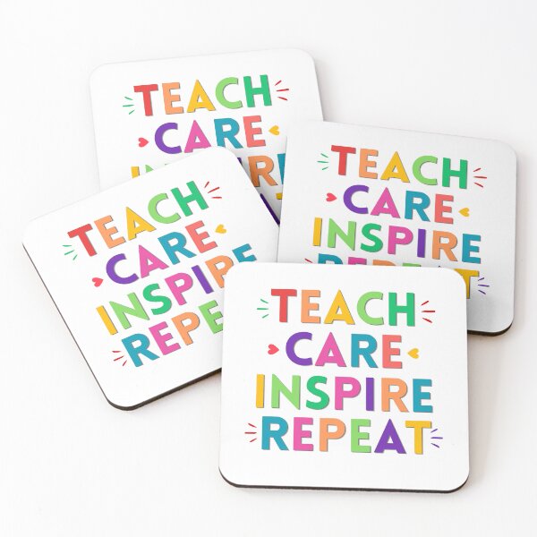 Item preview, Teach Care Inspire Repeat - Colorful Teacher Design designed and sold by MadeByMira.
