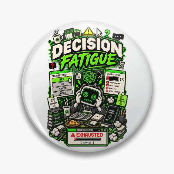 Item preview, Decision Fatigue – Retro Pixel Choice Overload Humor designed and sold by Mad Factory Designs.