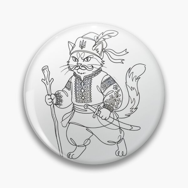 Item preview, Ukrainian Cossack Cat Warrior Vintage Line Art Vyshyvanka designed and sold by KreonaTime.