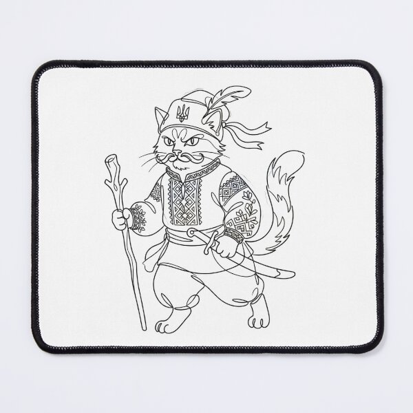 Item preview, Ukrainian Cossack Cat Warrior Vintage Line Art Vyshyvanka designed and sold by KreonaTime.