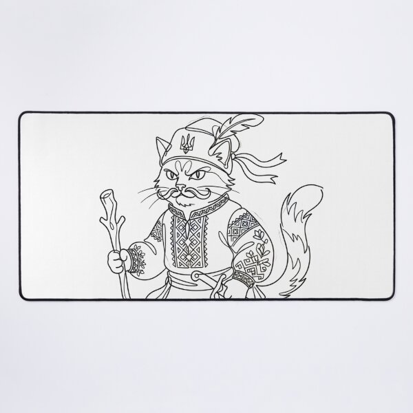 Item preview, Ukrainian Cossack Cat Warrior Vintage Line Art Vyshyvanka designed and sold by KreonaTime.