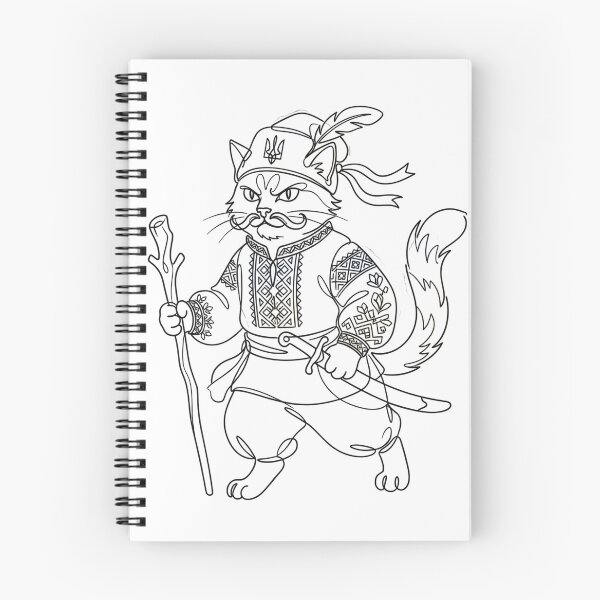 Item preview, Ukrainian Cossack Cat Warrior Vintage Line Art Vyshyvanka designed and sold by KreonaTime.
