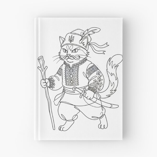 Item preview, Ukrainian Cossack Cat Warrior Vintage Line Art Vyshyvanka designed and sold by KreonaTime.