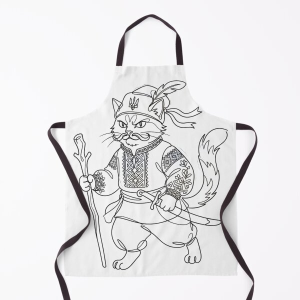 Item preview, Ukrainian Cossack Cat Warrior Vintage Line Art Vyshyvanka designed and sold by KreonaTime.