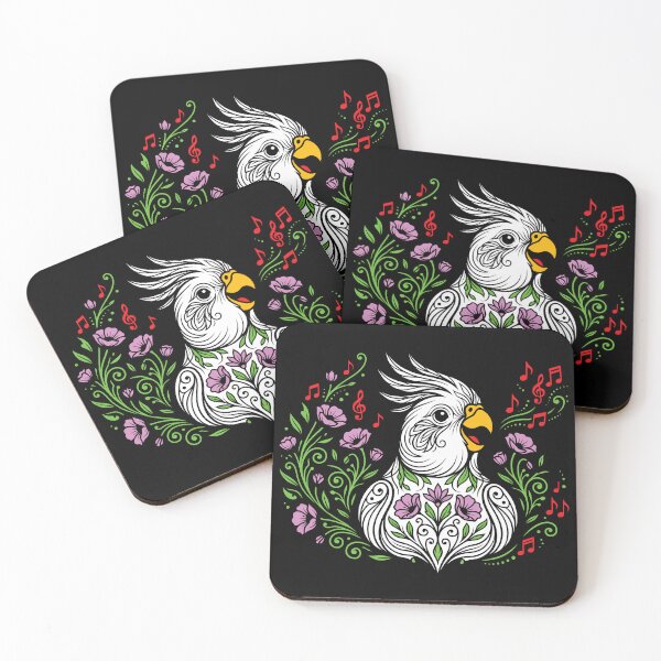 Item preview, Singing Cockatiel Musical Floral Vector Stencil Art designed and sold by ZUMERI.