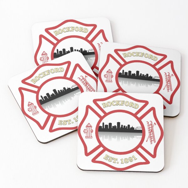 Item preview, Rockford Fire Department City Skyline Maltese Cross (White Background) designed and sold by FireEMSDesigns.