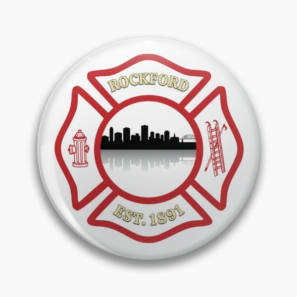 Item preview, Rockford Fire Department City Skyline Maltese Cross (White Background) designed and sold by Bee Bum Designs.