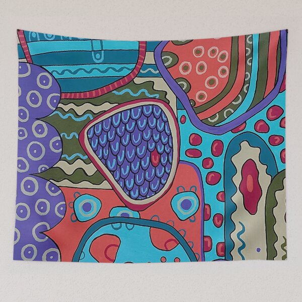 Item preview, Ocean Pattern | Psychedelic Teal Purple Wall Art designed and sold by WonderwildArt.
