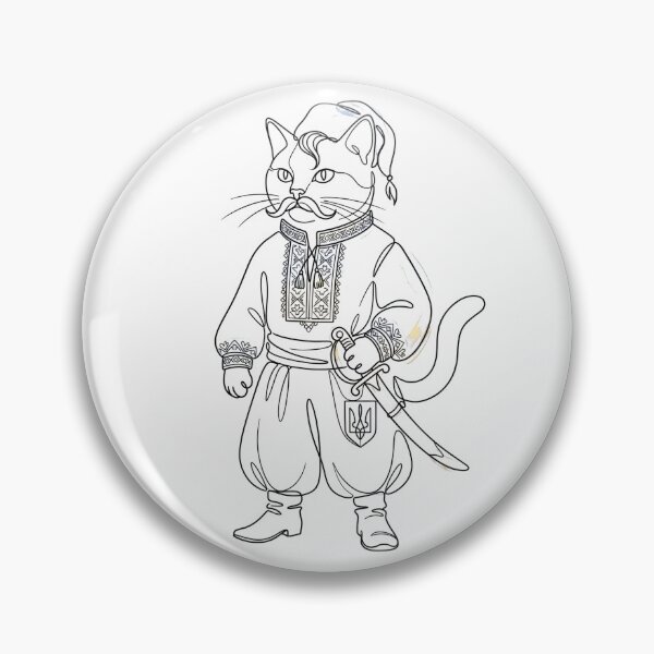 Item preview, Ukrainian Cossack Cat Warrior Gold Line Art Vyshyvanka designed and sold by KreonaTime.