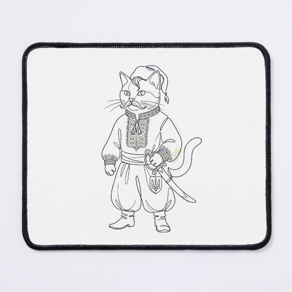 Item preview, Ukrainian Cossack Cat Warrior Gold Line Art Vyshyvanka designed and sold by KreonaTime.