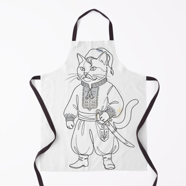 Item preview, Ukrainian Cossack Cat Warrior Gold Line Art Vyshyvanka designed and sold by KreonaTime.