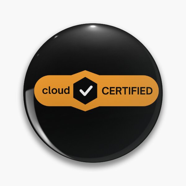 Aperçu de l'œuvre Conception de badge de base certifié Cloud | Couleurs AWS | Autocollants, t-shirts, mugs, sacs à dos, badges, carnets et plus encore créée et vendue par I am Certified Designs.