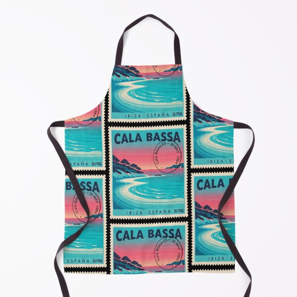 Item preview, Cala Bassa Ibiza Retro 1980s Turquoise Stamp Sticker designed and sold by stickercuffs.