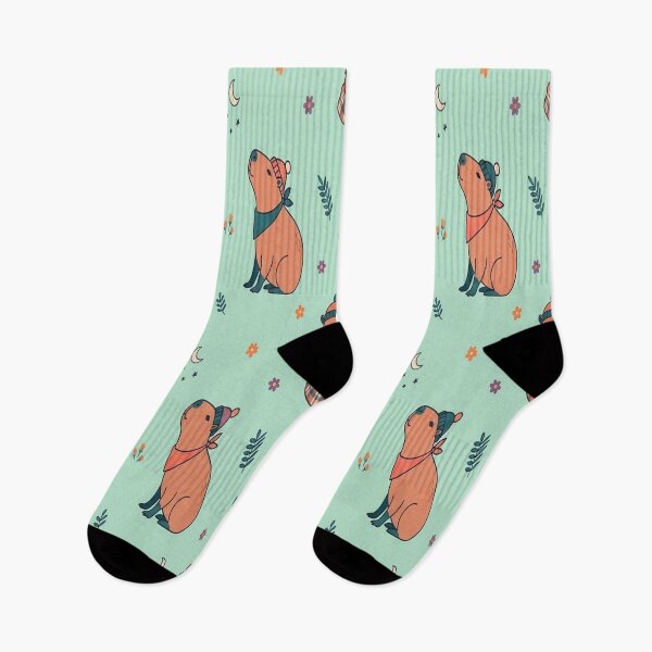 Item preview, Cute Capybara Vibe Socks! designed and sold by WonderPopDesign.
