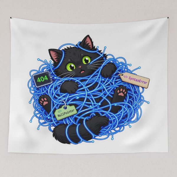 Item preview, Funny Cat Slapping Semicolon Coding Bug designed and sold by BestCoolStuff.