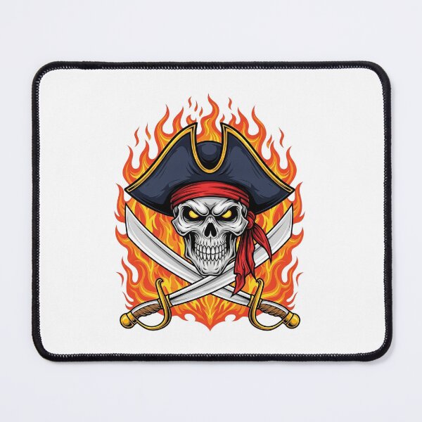 Item preview, Flaming pirate skull with crossed swords - Illustration by Jolly Roger designed and sold by Polarisofficial.