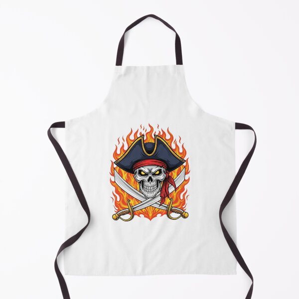 Item preview, Flaming pirate skull with crossed swords - Illustration by Jolly Roger designed and sold by Polarisofficial.