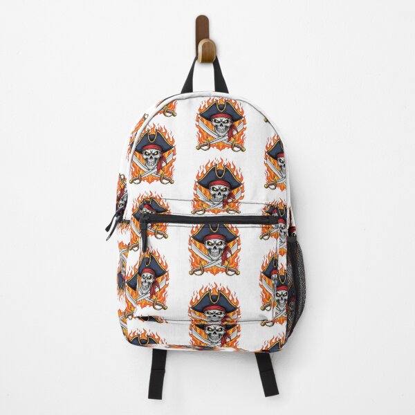Item preview, Flaming pirate skull with crossed swords - Illustration by Jolly Roger designed and sold by Polarisofficial.