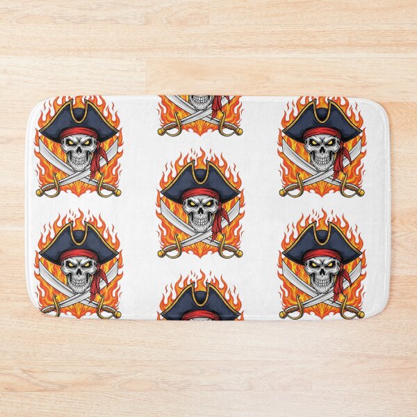 Item preview, Flaming pirate skull with crossed swords - Illustration by Jolly Roger designed and sold by Polarisofficial.