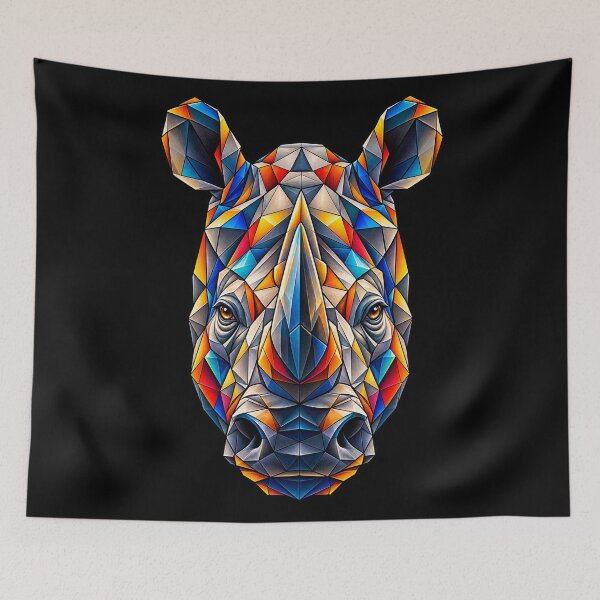 Item preview, ✔ Colorful Geometric Rhinoceros Art: Abstract design of this African animal. For nature and wildlife lovers. designed and sold by Geometric Art..