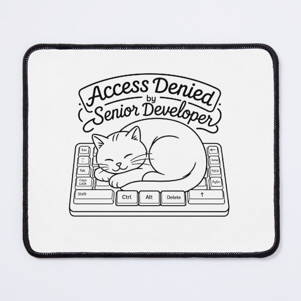 Item preview, Access Denied Senior Developer Keyboard Cat Line Art designed and sold by BestCoolStuff.