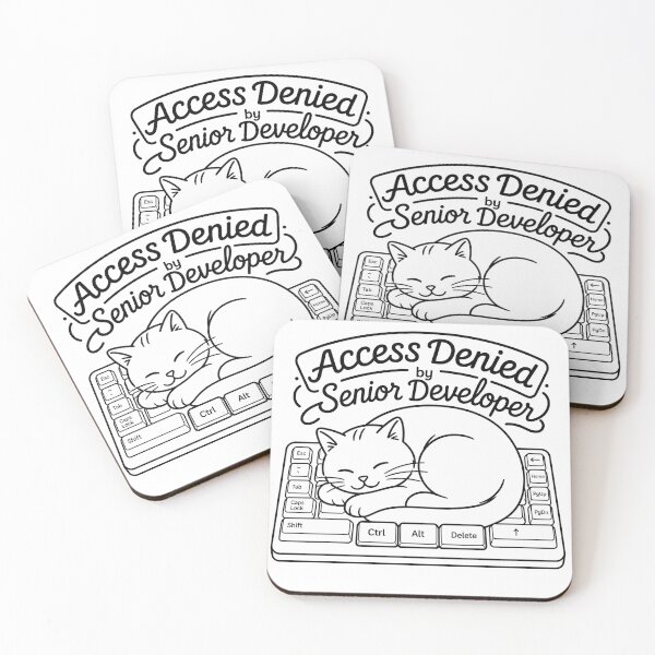 Item preview, Access Denied Senior Developer Keyboard Cat Line Art designed and sold by BestCoolStuff.