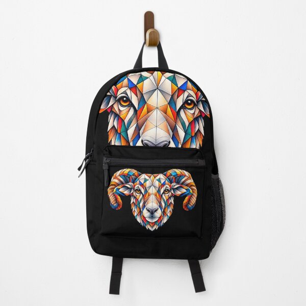 Item preview, ❤ Geometric and Colorful Ram Art – Abstract Sheep Portrait, Modern Geometric Animal Design, for Nature and Farm Animal Lovers designed and sold by Geometric Art..
