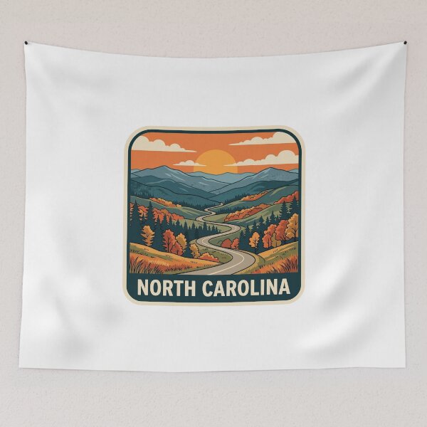 Item preview, Retro North Carolina Blue Ridge Autumn Road Trip Art designed and sold by Paper Drip.