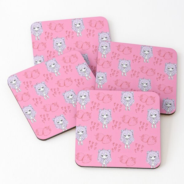 Item preview, Sweet Strawberry Chibi Girl and Hearts Pattern designed and sold by Azurart2.