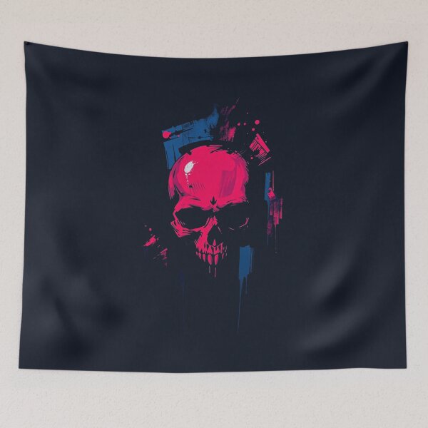 Item preview, Neon Pink Cyberpunk Skull Art - Synthwave Grunge Gothic Skeleton designed and sold by ERODED SELF.