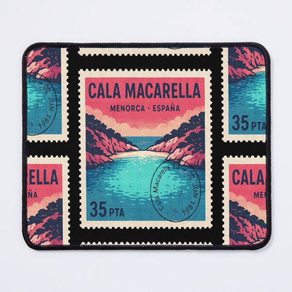 Item preview, Cala Macarella Menorca Retro 1980s Turquoise Stamp Sticker designed and sold by stickercuffs.