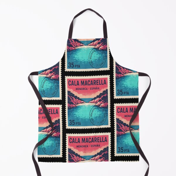 Item preview, Cala Macarella Menorca Retro 1980s Turquoise Stamp Sticker designed and sold by stickercuffs.
