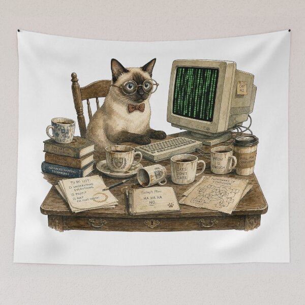 Item preview, I Have No Idea What I Am Doing Funny Siamese Programmer Cat designed and sold by BestCoolStuff.