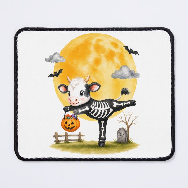 Item preview, Halloween Yoga Cow in Warrior 3 Pose – Cute Skeleton Costume designed and sold by YogiAnimalArt.